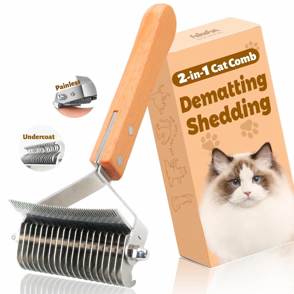 2 in 1 Cat Brush for Dematting & Deshedding